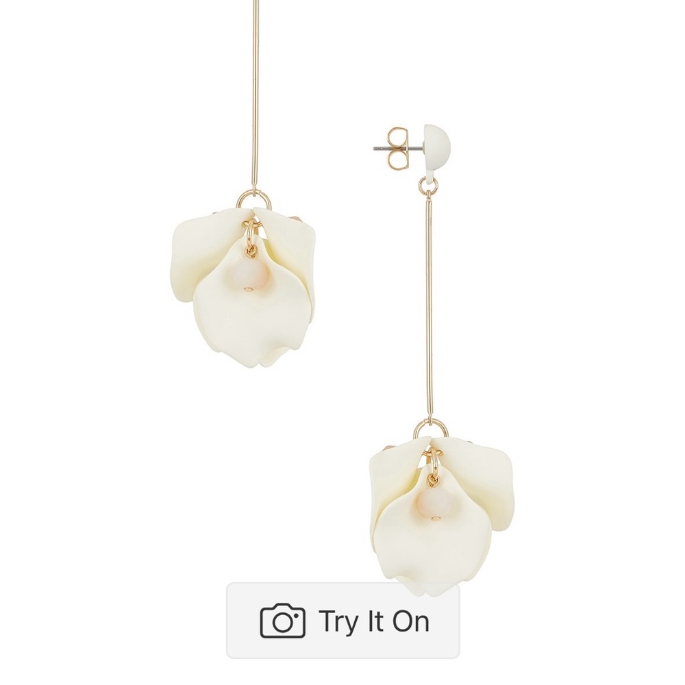 SHASHI Cream Floral Drop Earrings